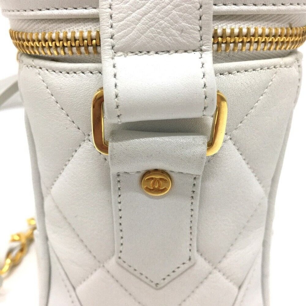 CHANEL CC charm Matelasse Vanity Shoulder Bag Lambskin Leather White/GoldHard - Picture 6 of 16